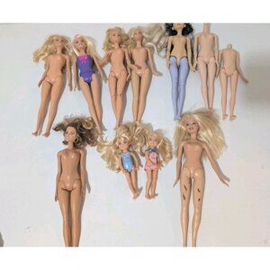 bundle 9 Mattel Barbie Dolls Bundle various plus 2 bodies AS IS Read